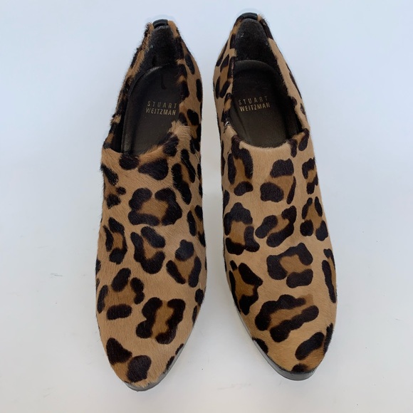 Stuart Weitzman Leopard Calf Hair Heeled Booties - Picture 3 of 5